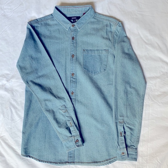 Banks Long Sleeve Jean Button Up with Pocket (Men's Small) - Picture 1 of 6